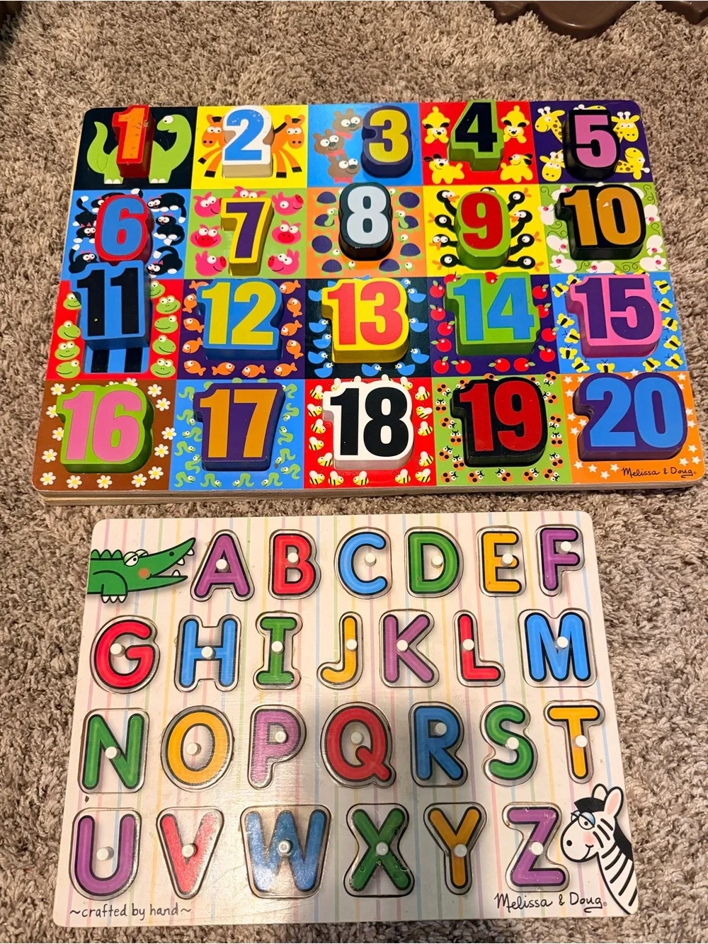 Melissa & Doug Multicolor Wooden Numbers & Alphabet Puzzle Set